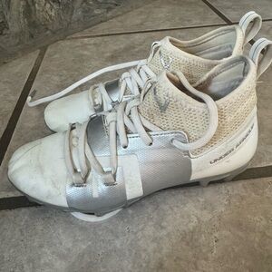 Under Armour White and Silver football cleats